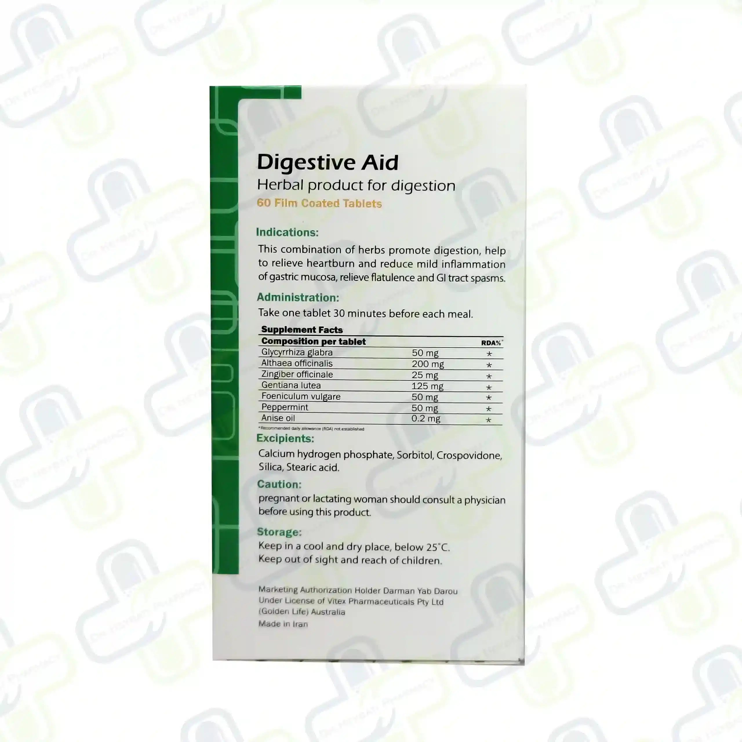 قرص دایجستیو اید گلدن لایف بسته 30 عددی