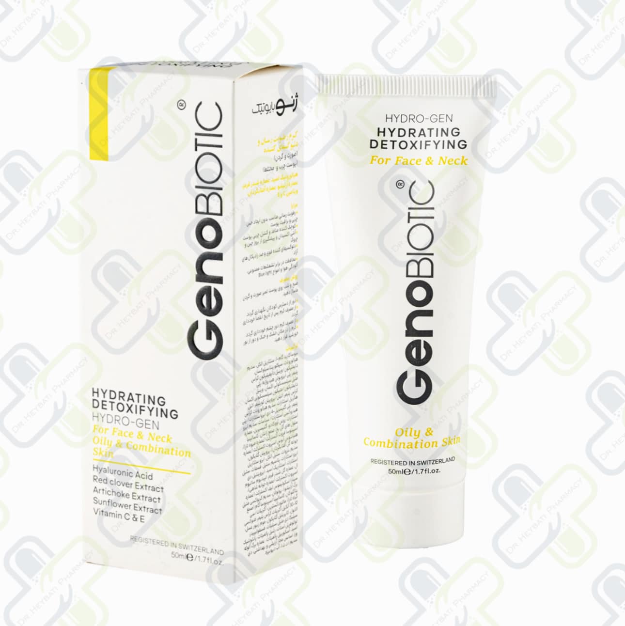 کرم رطوبت رسان و سم زدای صورت و گردن پوست چرب و مختلط Geno Biotic