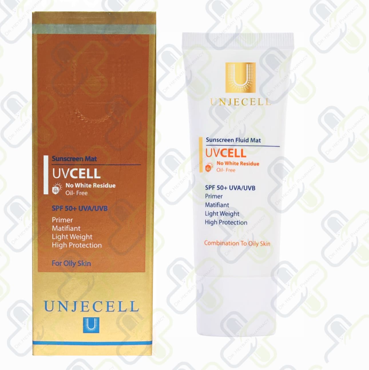 کرم ضد آفتاب بی رنگ آنژسل پوست چرب SPF+50 حجم 40 میل