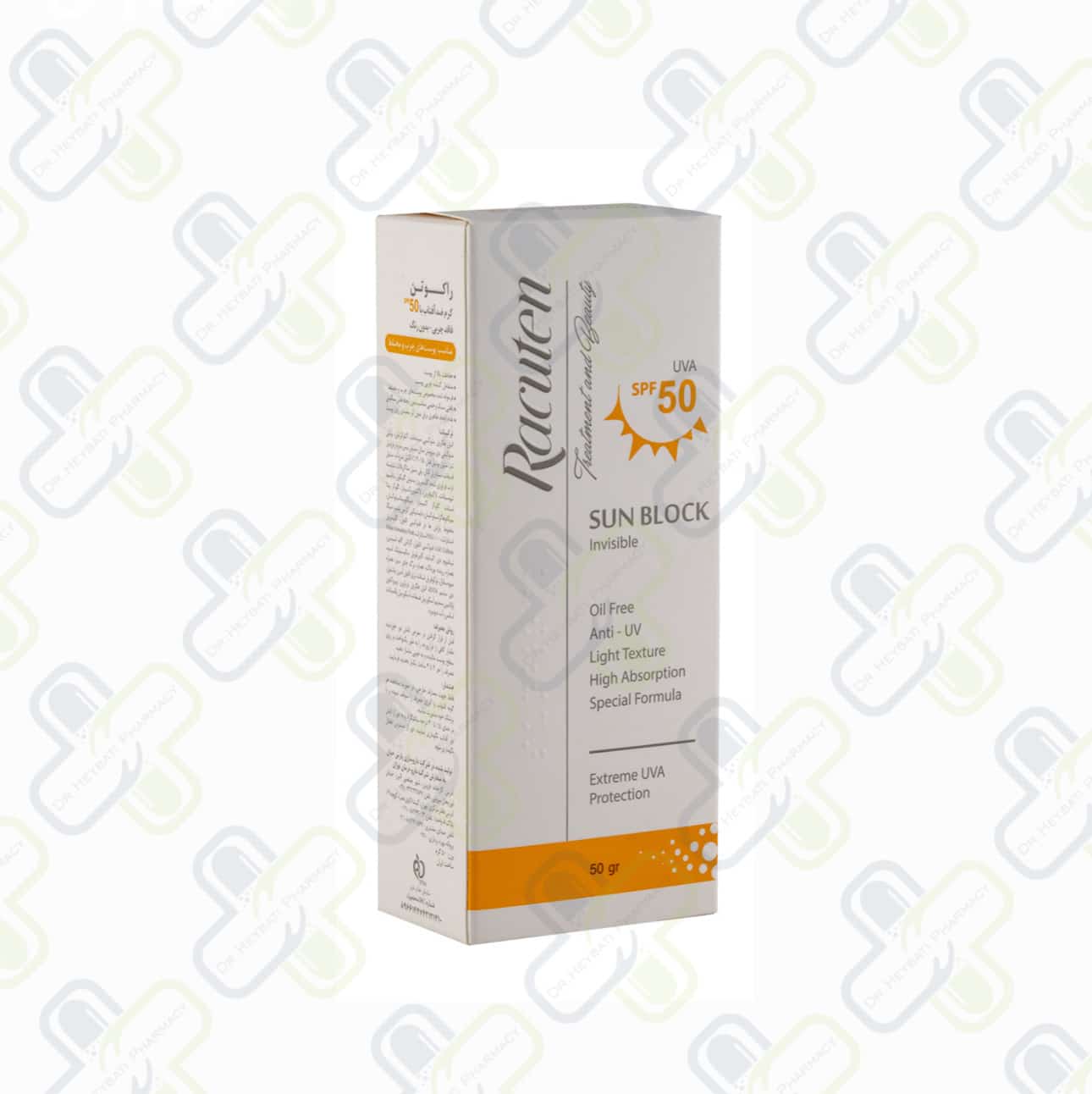 کرم ضد آفتاب بی رنگ پوست چرب و مختلط راکوتن SPF 50 حجم 50 میل