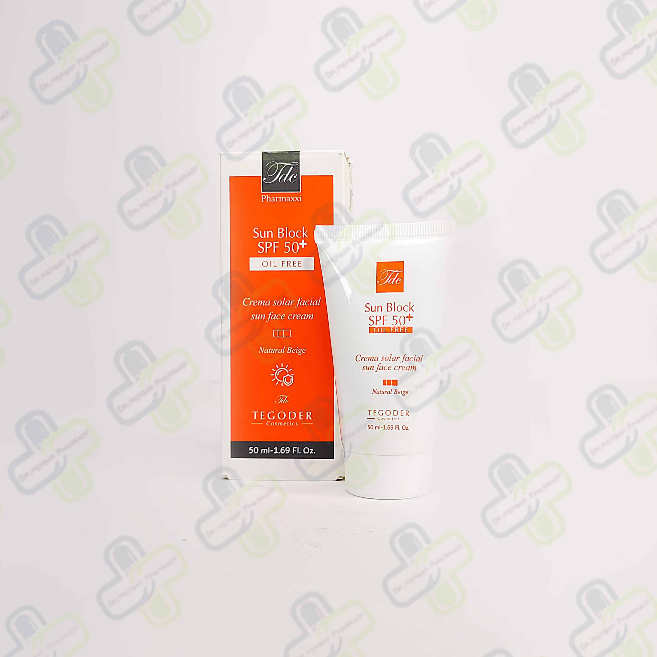 کرم ضد آفتاب بژ طبیعی مناساسب پوست های چرب SPF50 تگودر TEGODER حجم 50 میل
