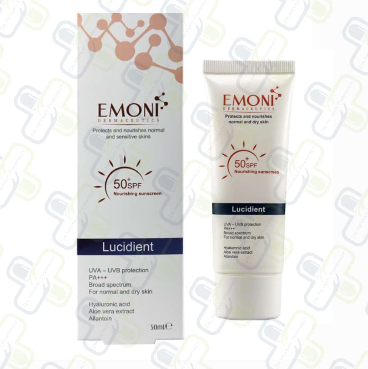 کرم ضد آفتاب امونی مدل Lucidient SPF 50 مناسب پوست خشک حجم ۵۰ میلیلیتر